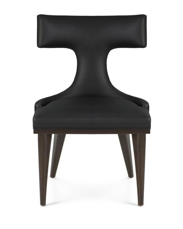Anvil-Back Leather Dining Chair