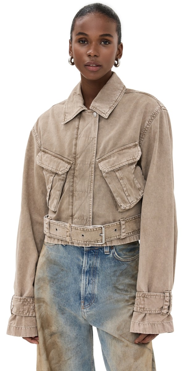 Acne Studios Cotton Canvas Biker Detail Jacket Light Brown
