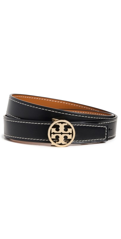 Tory Burch 1 Miller Smooth Reversible Belt Black/Whiskey