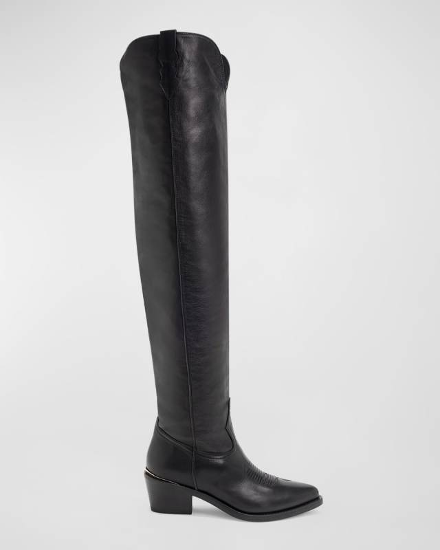 Julia Leather Over-The-Knee Western Boots