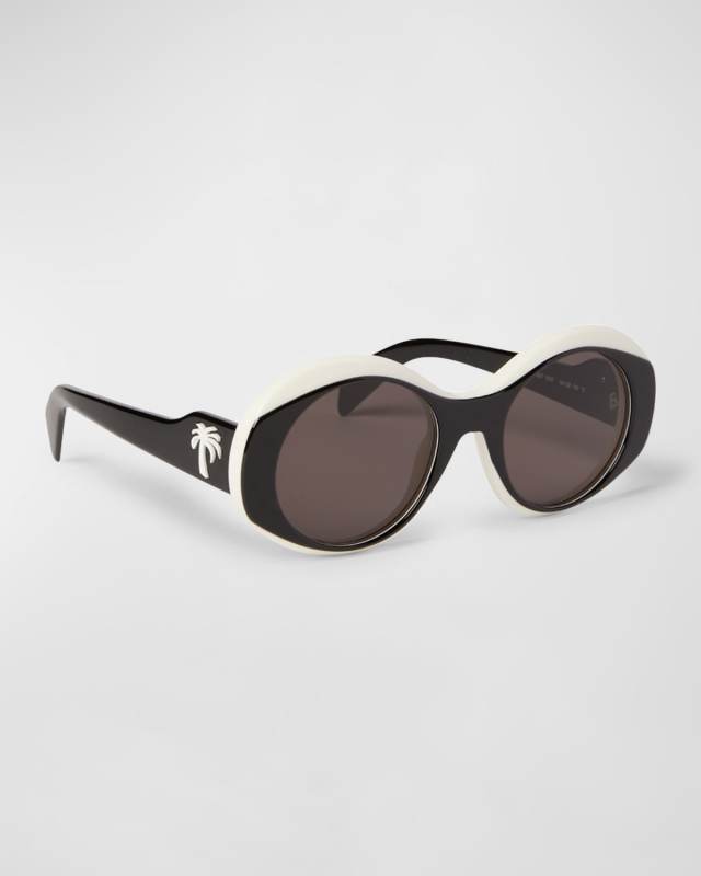 Doyle Black & White Acetate Oval Sunglasses