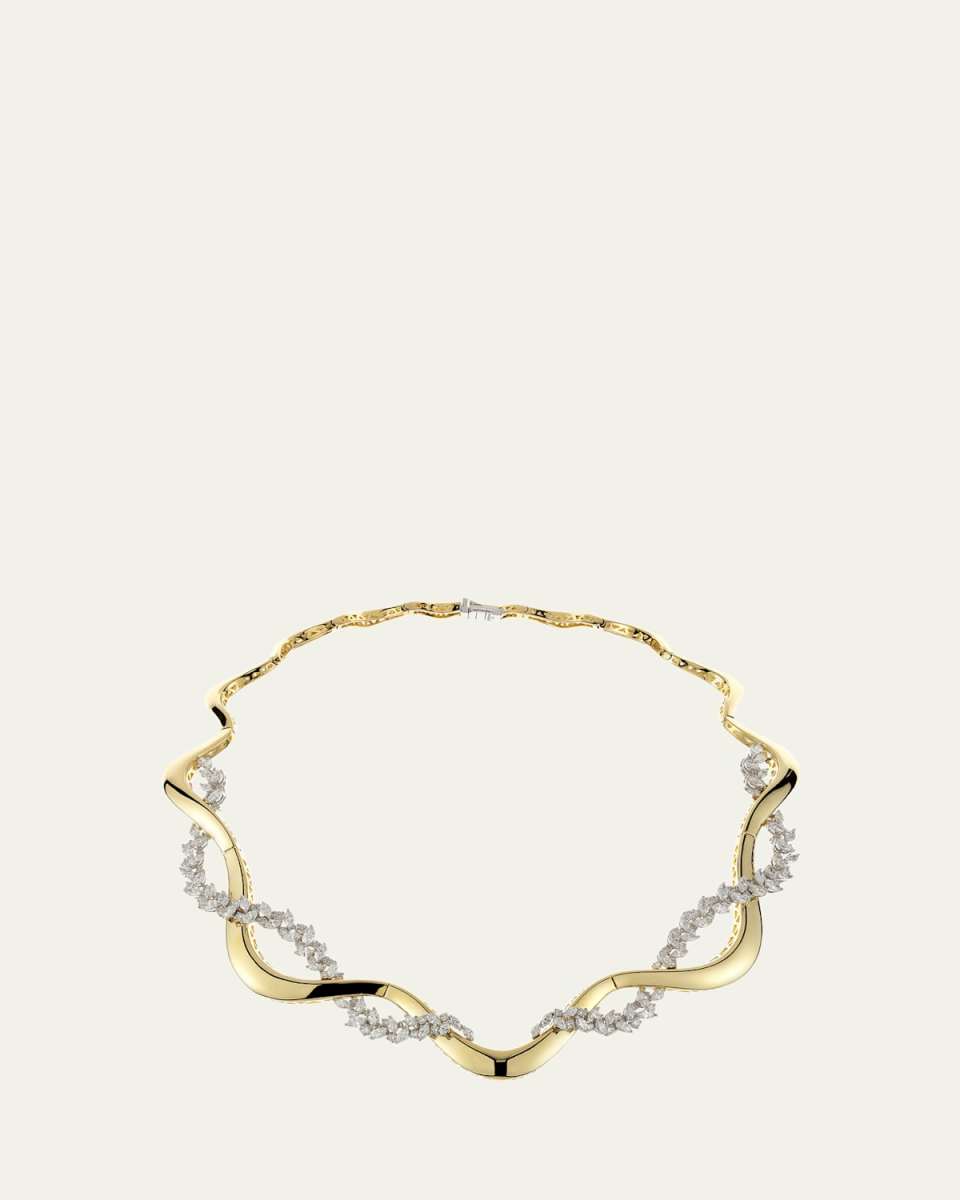 18K Yellow Gold Collar Necklace with Diamonds