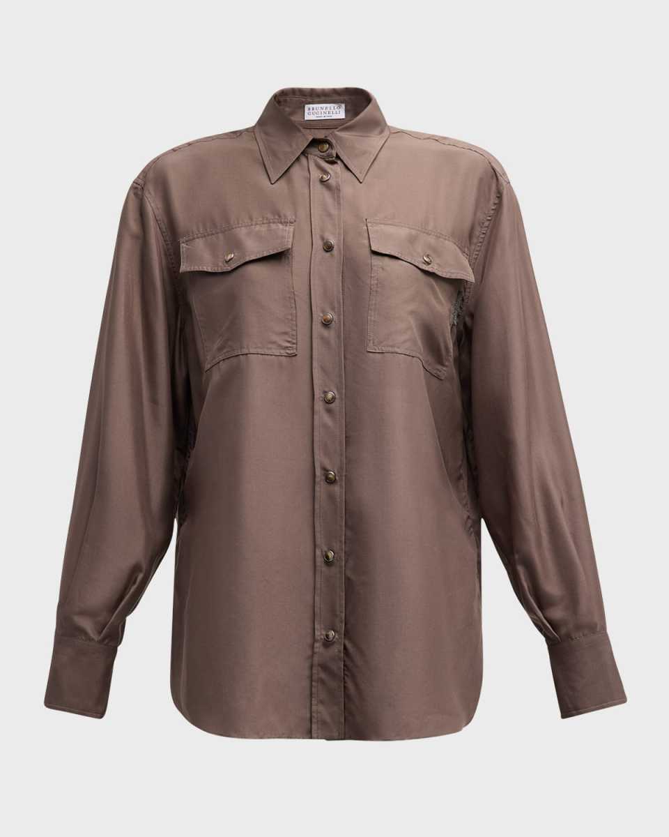 Silk Western Button-Down Shirt