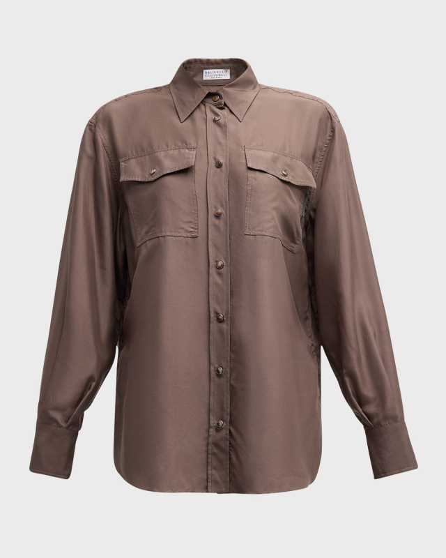 Silk Western Button-Down Shirt