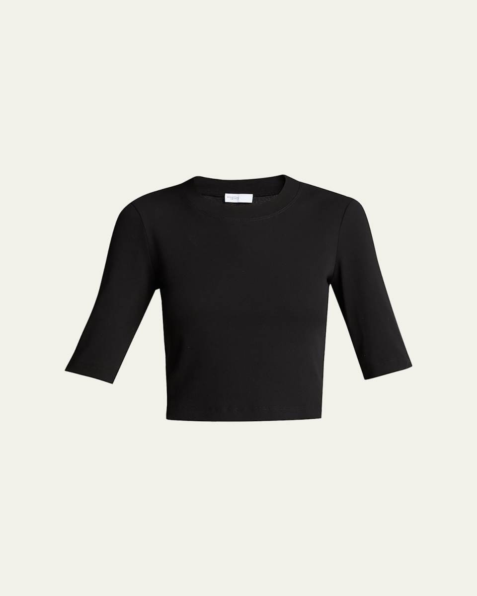 Cotton Cropped-Sleeve T-Shirt
