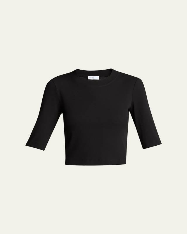Cotton Cropped-Sleeve T-Shirt