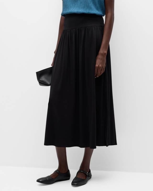 Petite Gathered Jersey Midi Sk