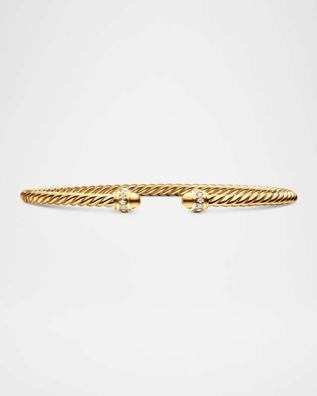 3mm Cablespira Bracelet with Diamonds in 18k Gold