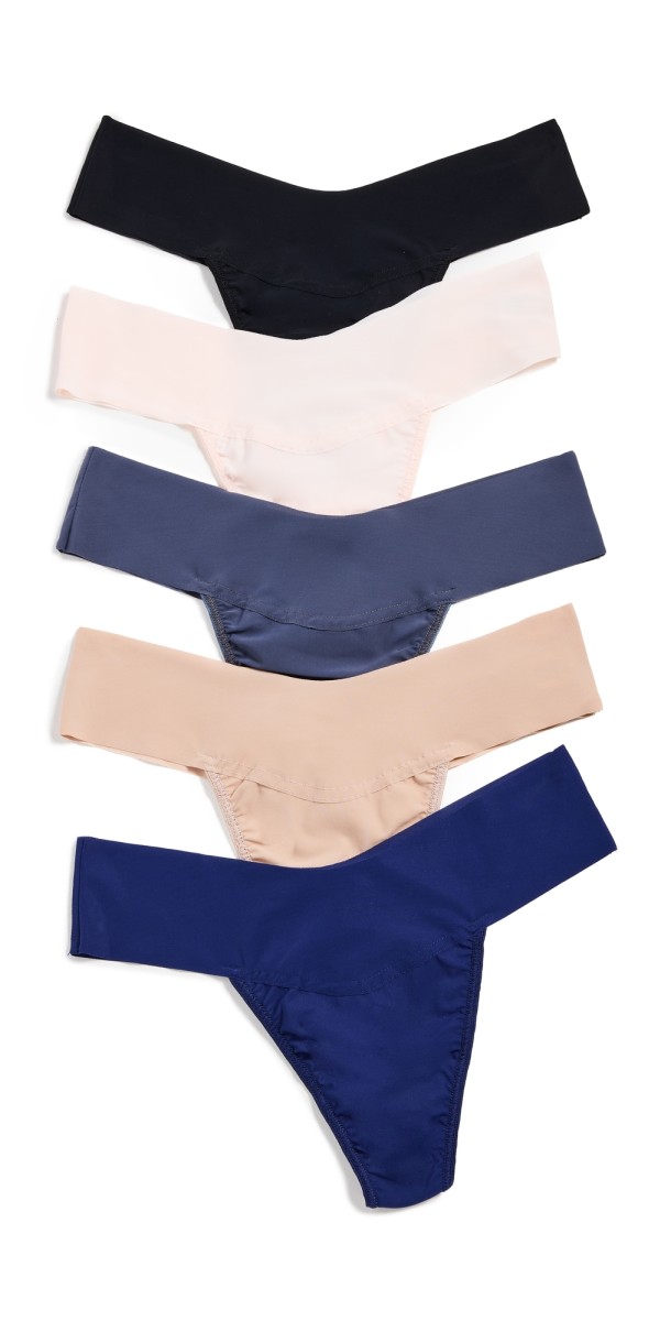 Hanky Panky Breathe Natural Thong 5 Pack Black/Granite/Taupe/Vanilla