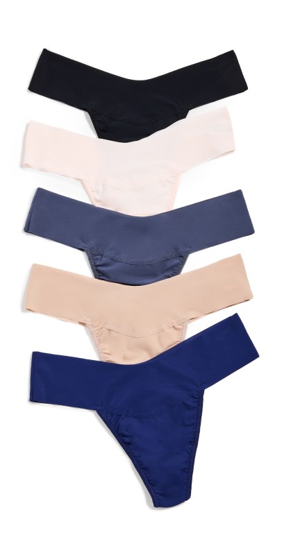 Hanky Panky Breathe Natural Thong 5 Pack Black/Granite/Taupe/Vanilla