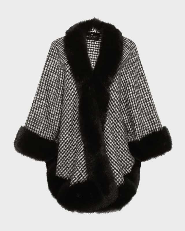 Cashmere Capelet with Lamb Shearling Trim