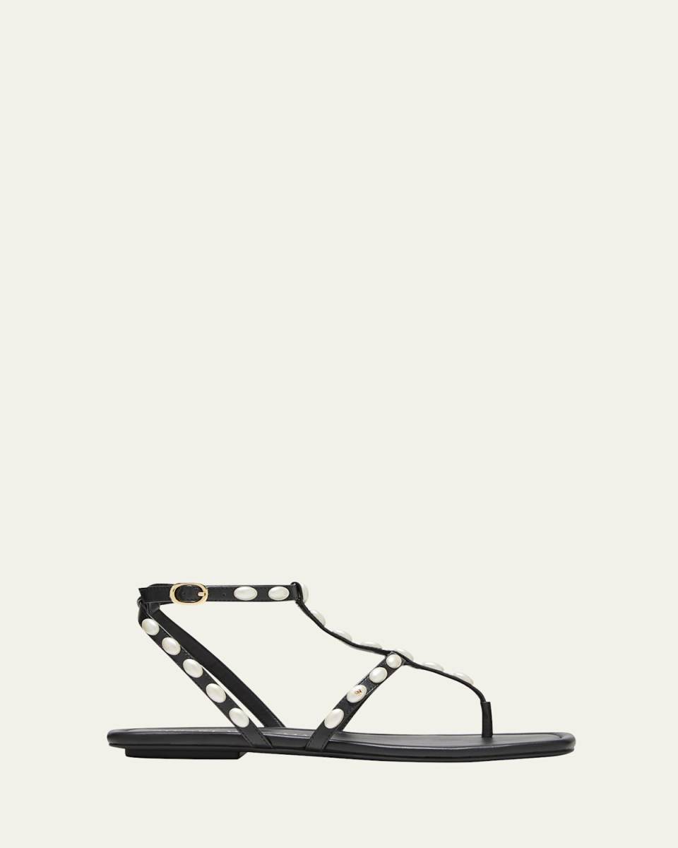 Pearlita Stud T-Strap Sandals
