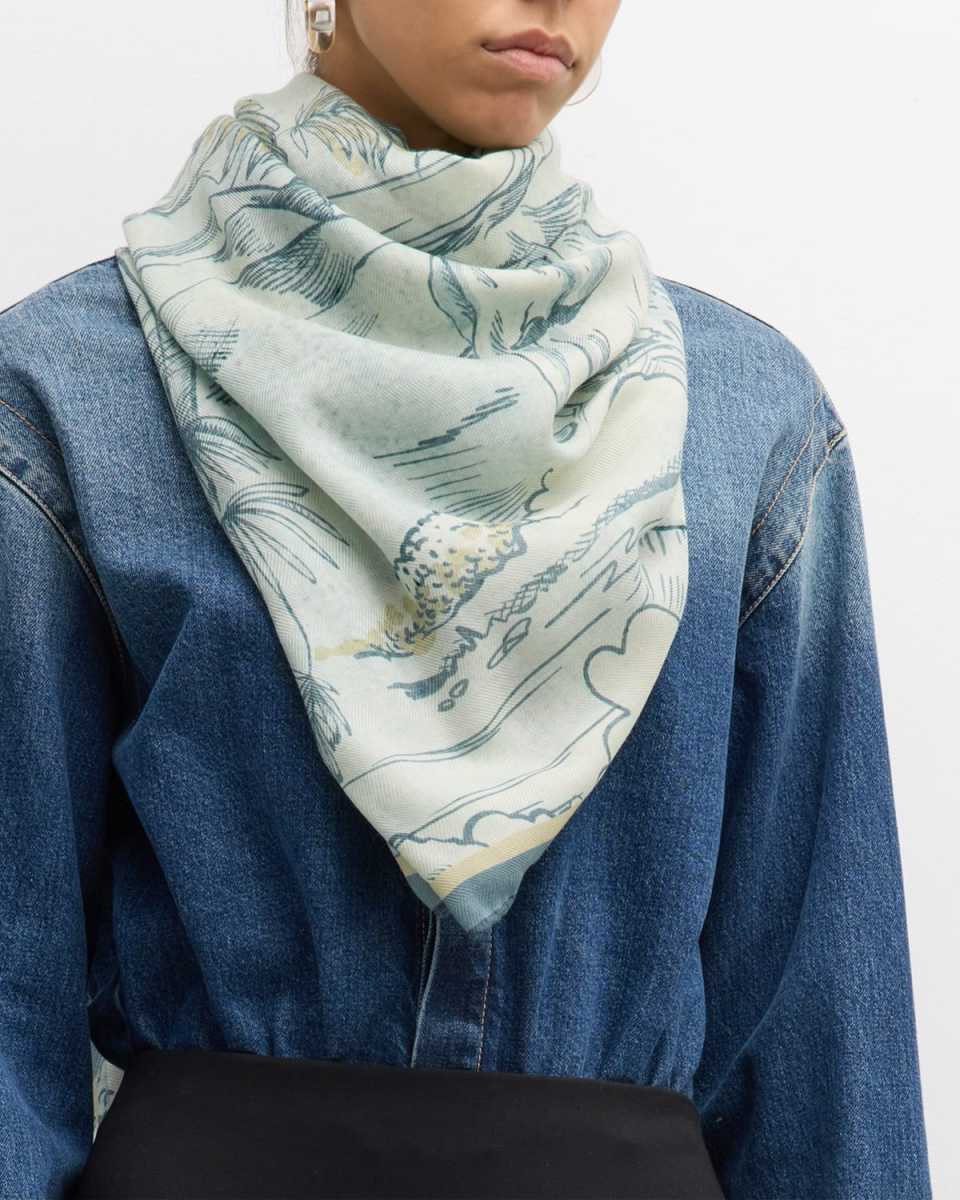 Cairo Light Blue Cashmere-Blend Scarf
