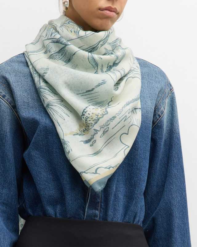 Cairo Light Blue Cashmere-Blend Scarf