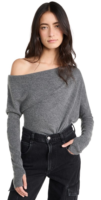 Enza Costa Slouch Sweater Heather Grey