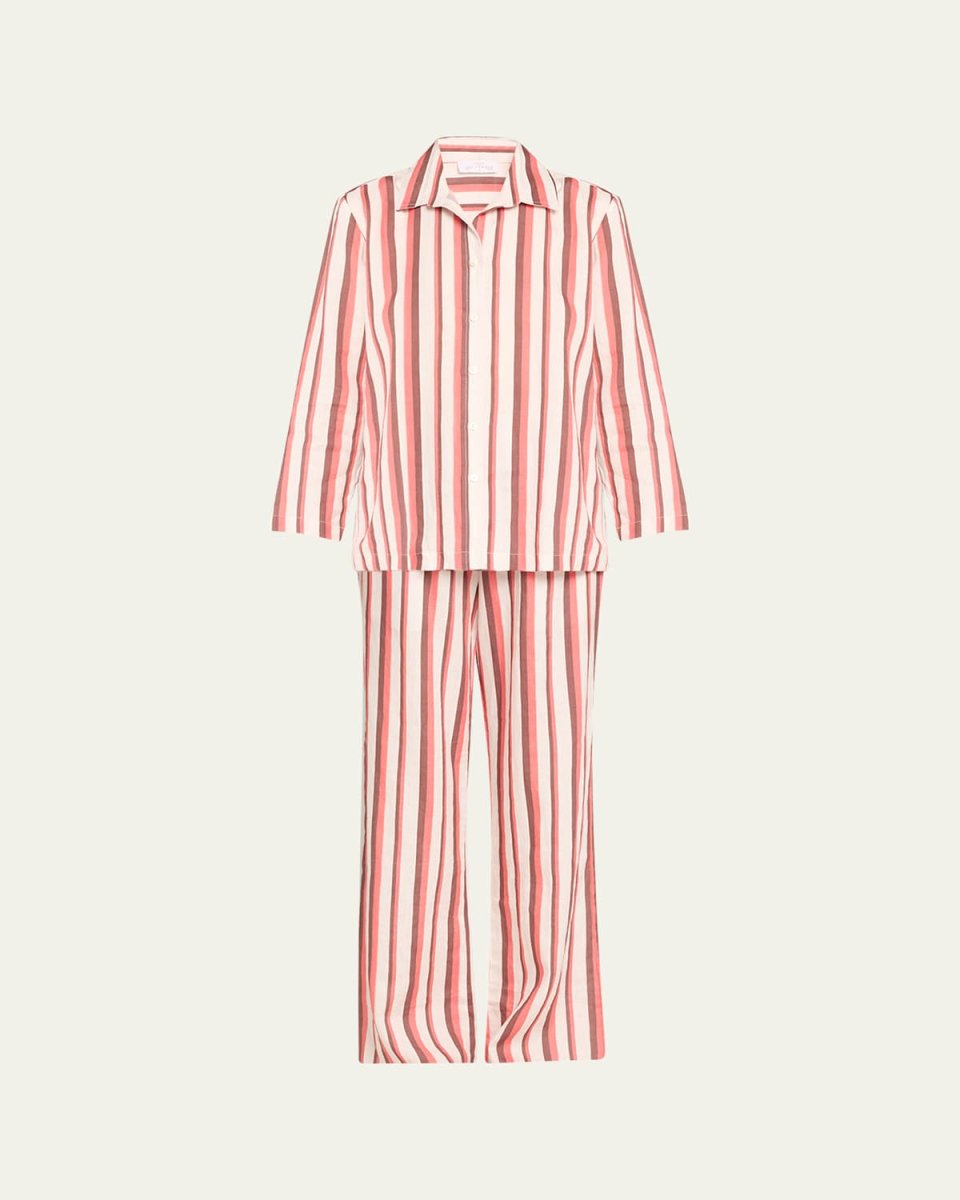 Striped Wide-Leg Linen Lounge Set