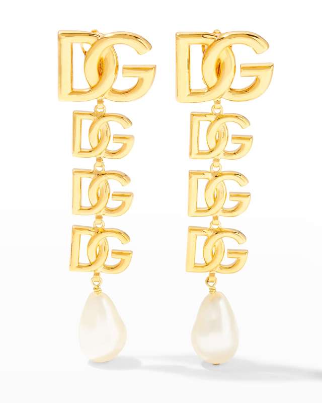 Graduated DG Logo Dangle Clip Earrings