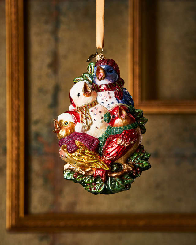 Four Calling Birds Glass Ornament