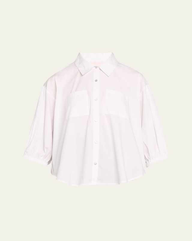 Alejandra 3/4-Sleeve Cotton Poplin Top