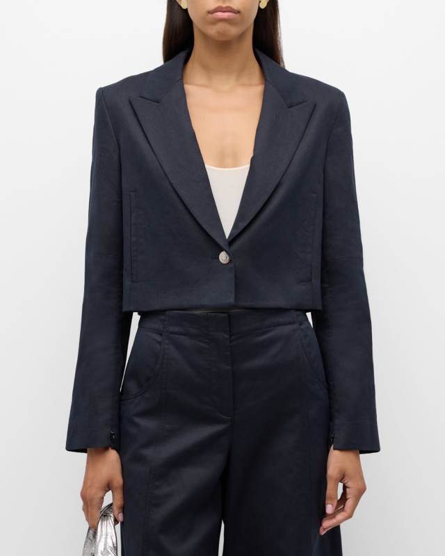 My Former Better Half Cropped Linen-Blend Blazer