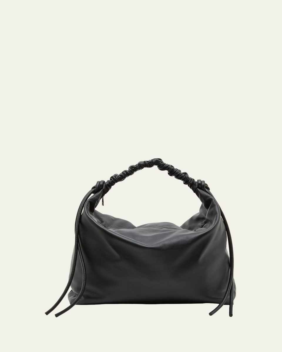 Large Drawstring Leather Shoulder Bag