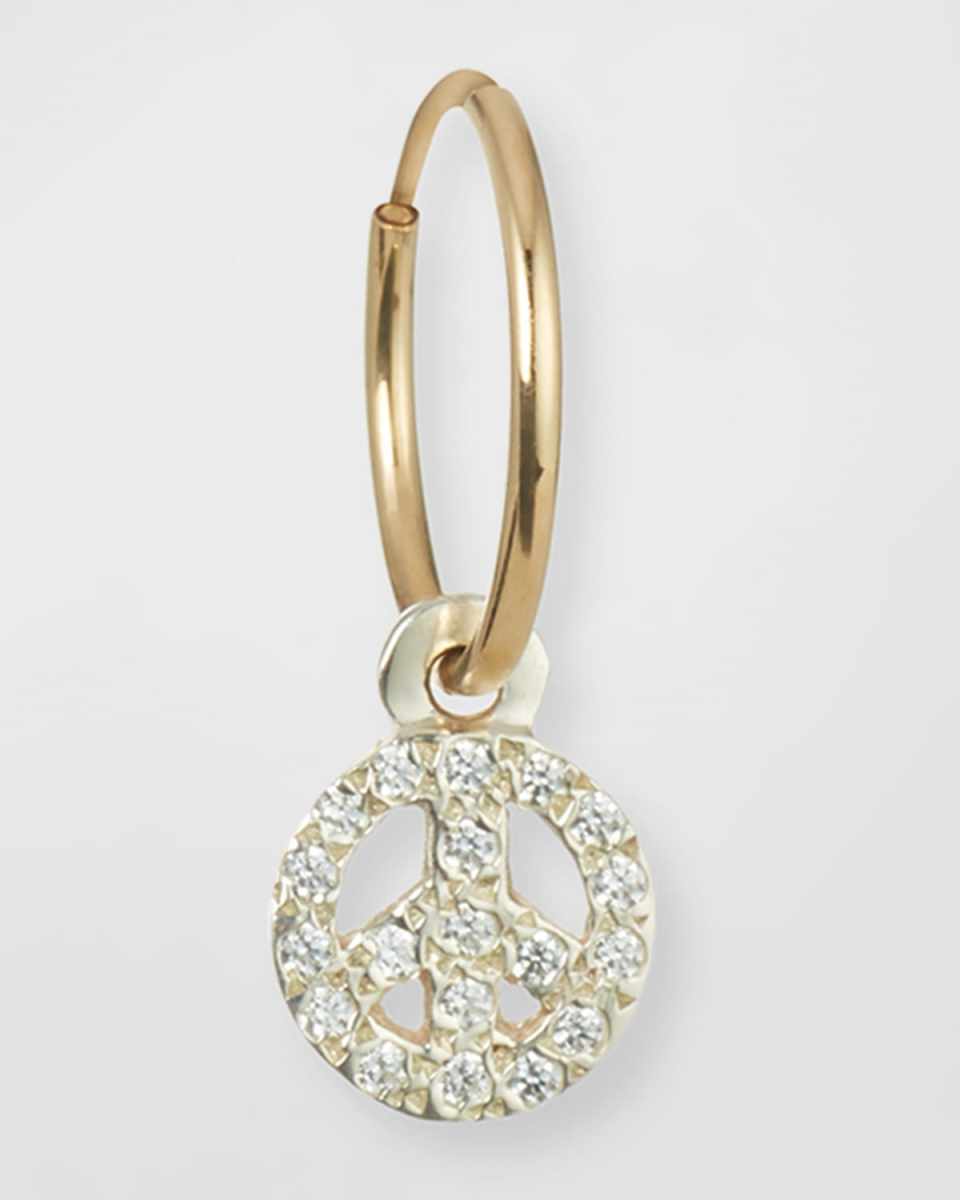 Cubic Zirconia Pave Tiny Peace Earring, Single