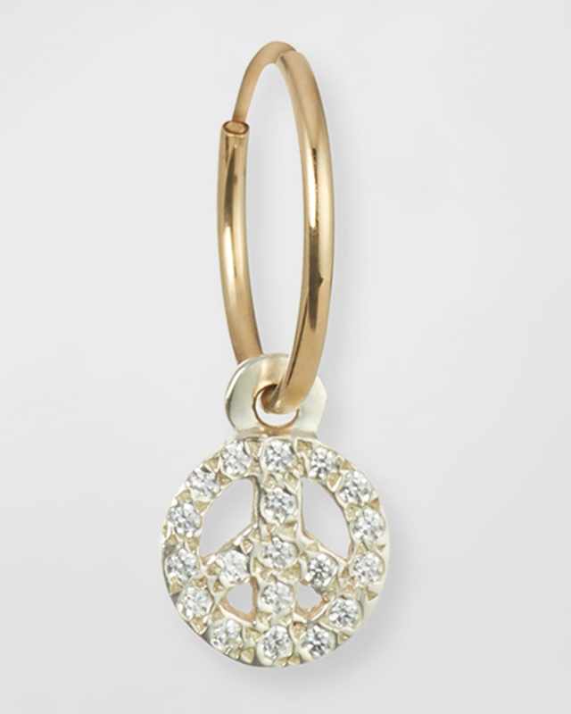 Cubic Zirconia Pave Tiny Peace Earring, Single
