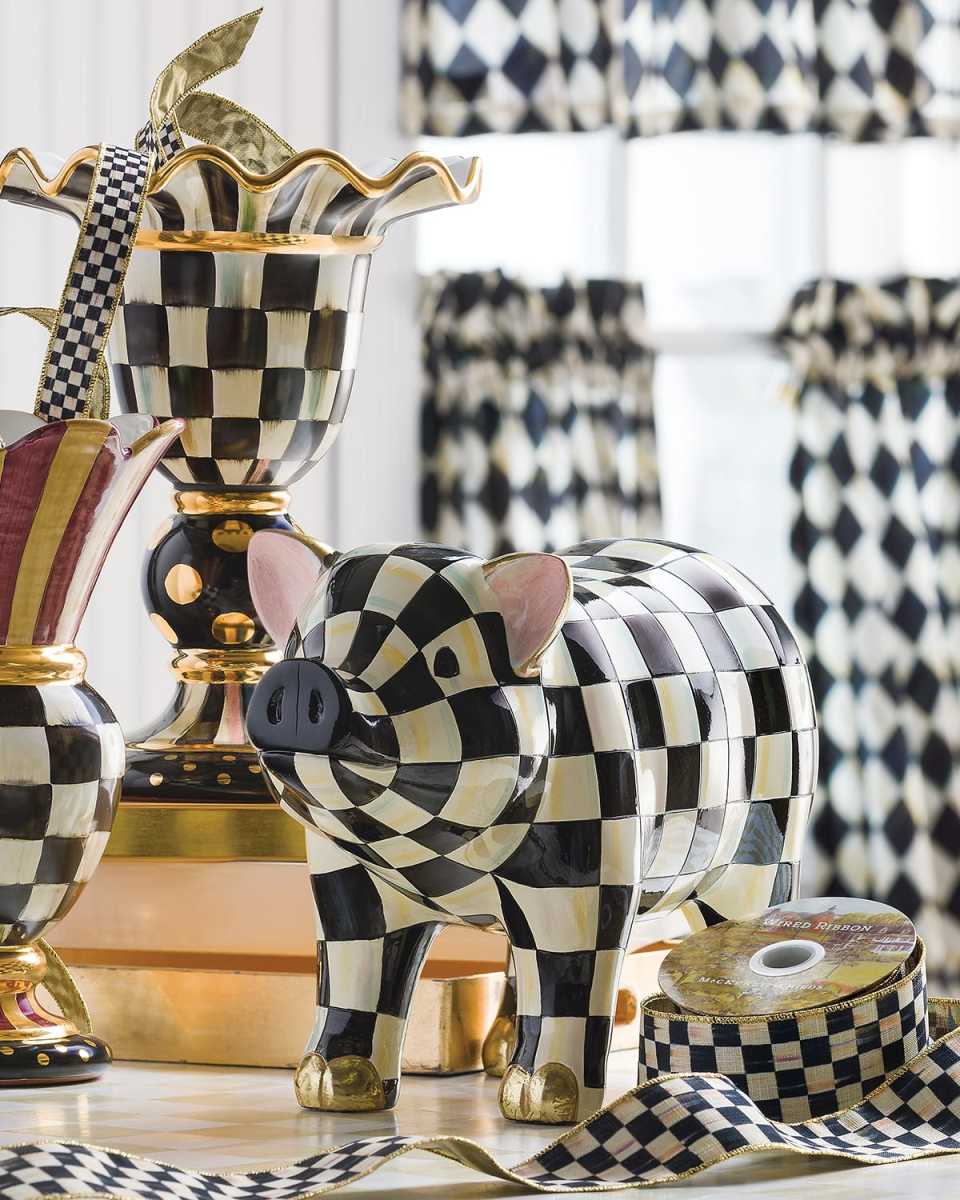 Courtly Check Pig Figurine