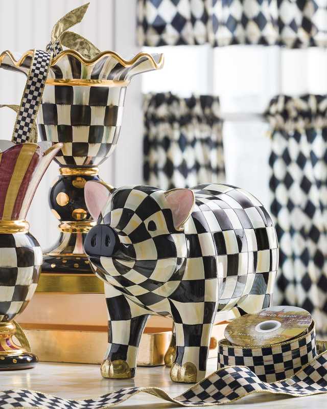 Courtly Check Pig Figurine