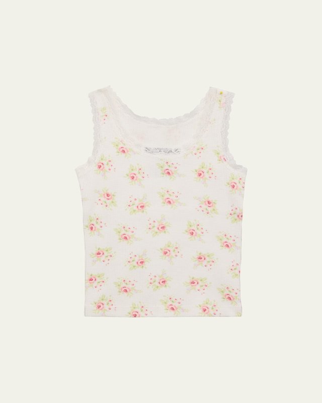 Girl's Wren Tween Lace Trim Ribbed Tank Top, Size S-