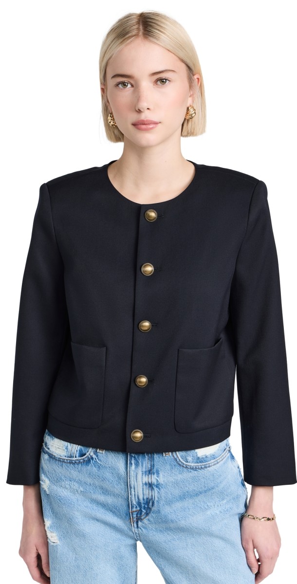 FRAME Button Front Jacket Navy