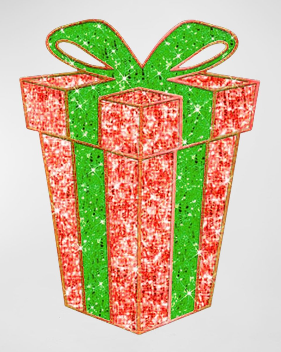 2D Gift Box Outdoor Decoration with LED Lights, 55"