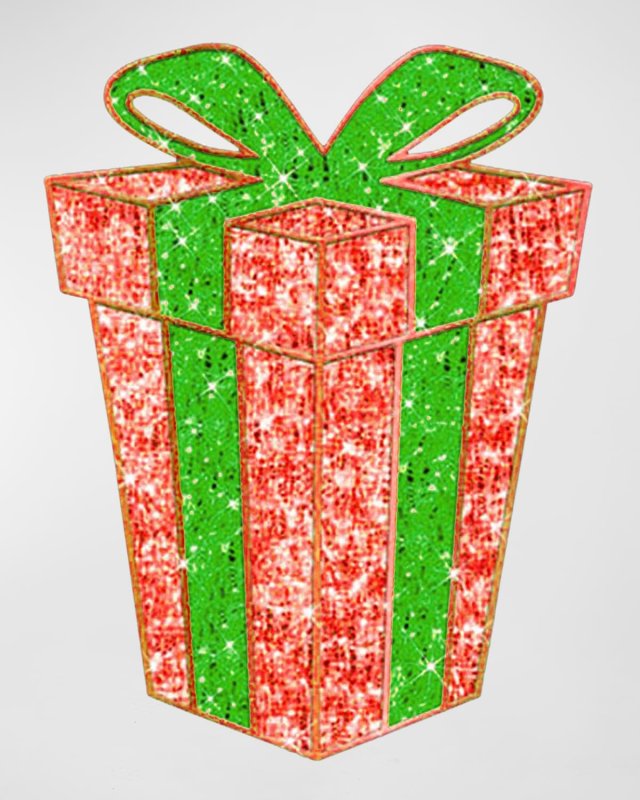 2D Gift Box Outdoor Decoration with LED Lights, 55"
