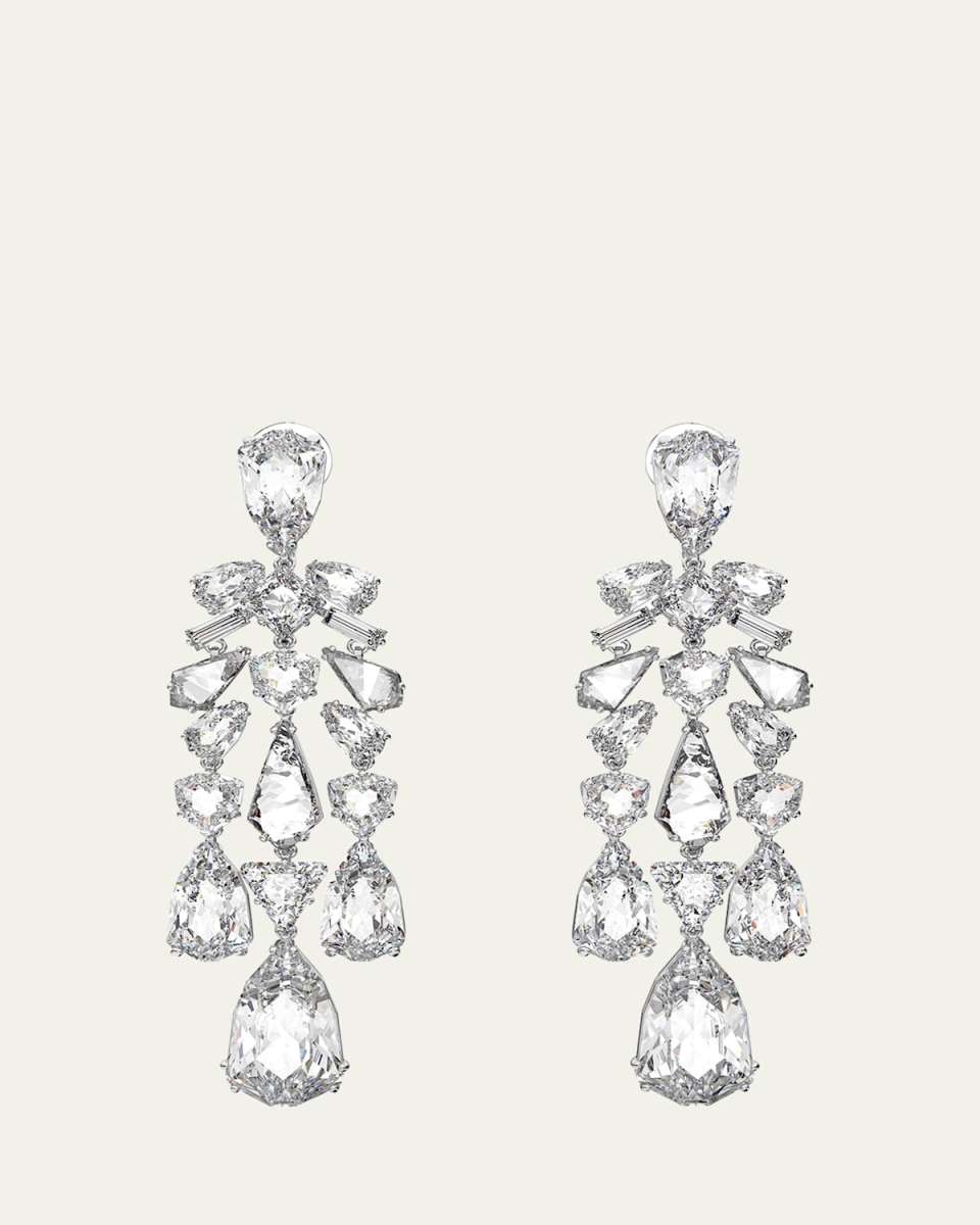 Mesmera Rhodium-Plated Mix-Cut Crystal Dangle Earrings