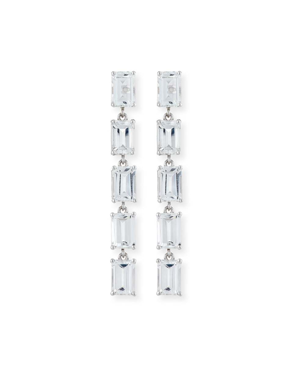 Bloom 14k White Gold 5 Emerald-Cut Drop Earrings, White