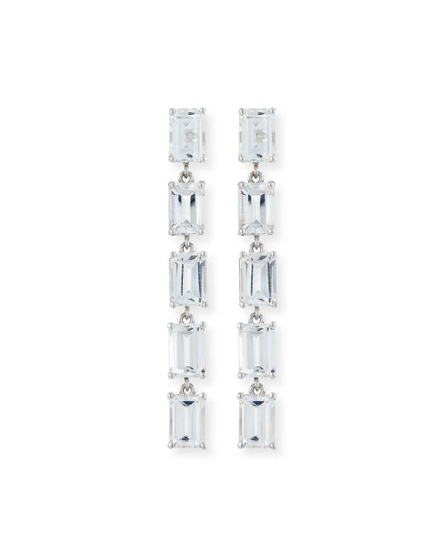 Bloom 14k White Gold 5 Emerald-Cut Drop Earrings, White