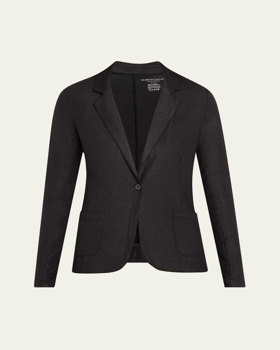 Soft Touch Metallic One-Button Blazer
