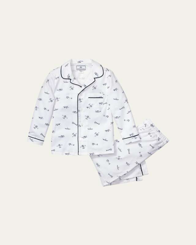 Kid's Par Avion Two-Piece Pajama Set, Size 2-12