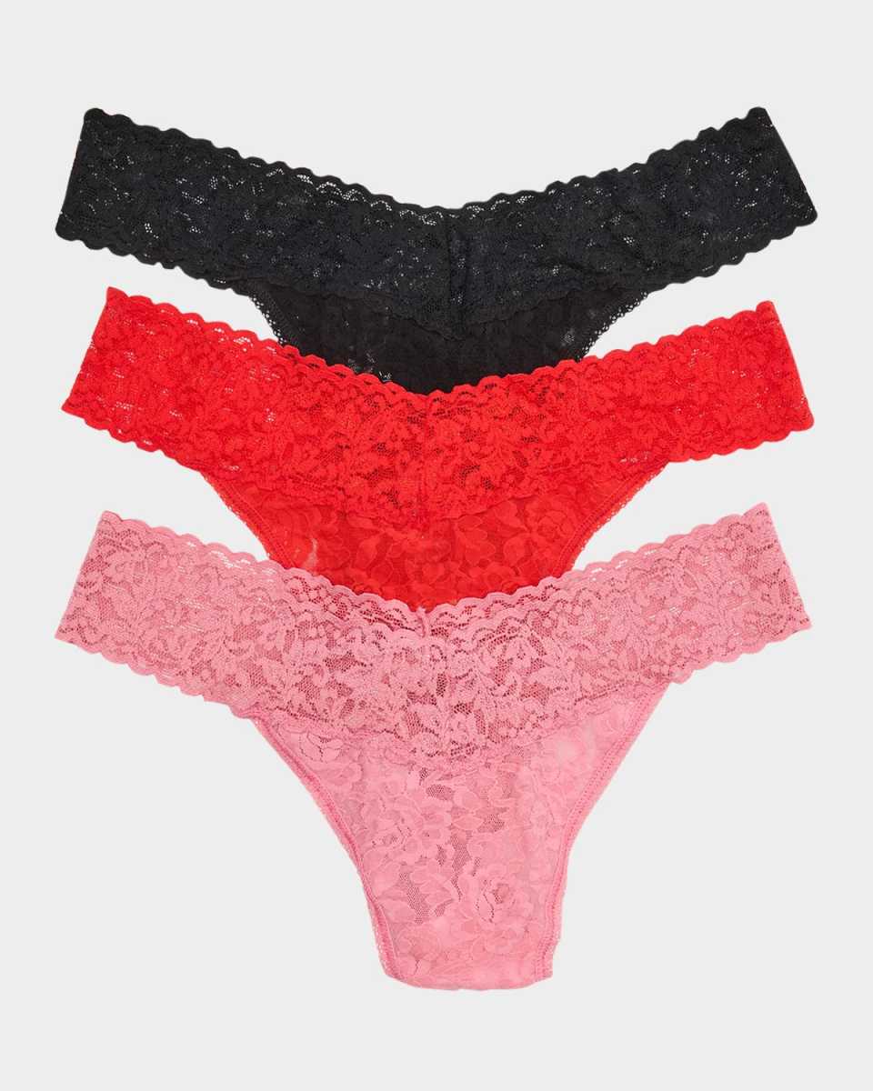Three-Pack Original-Rise Signature Lace Thongs