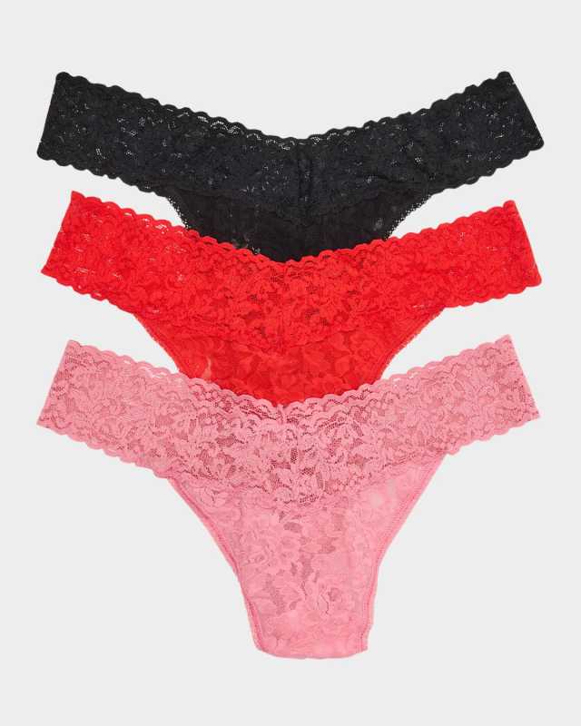 Three-Pack Original-Rise Signature Lace Thongs