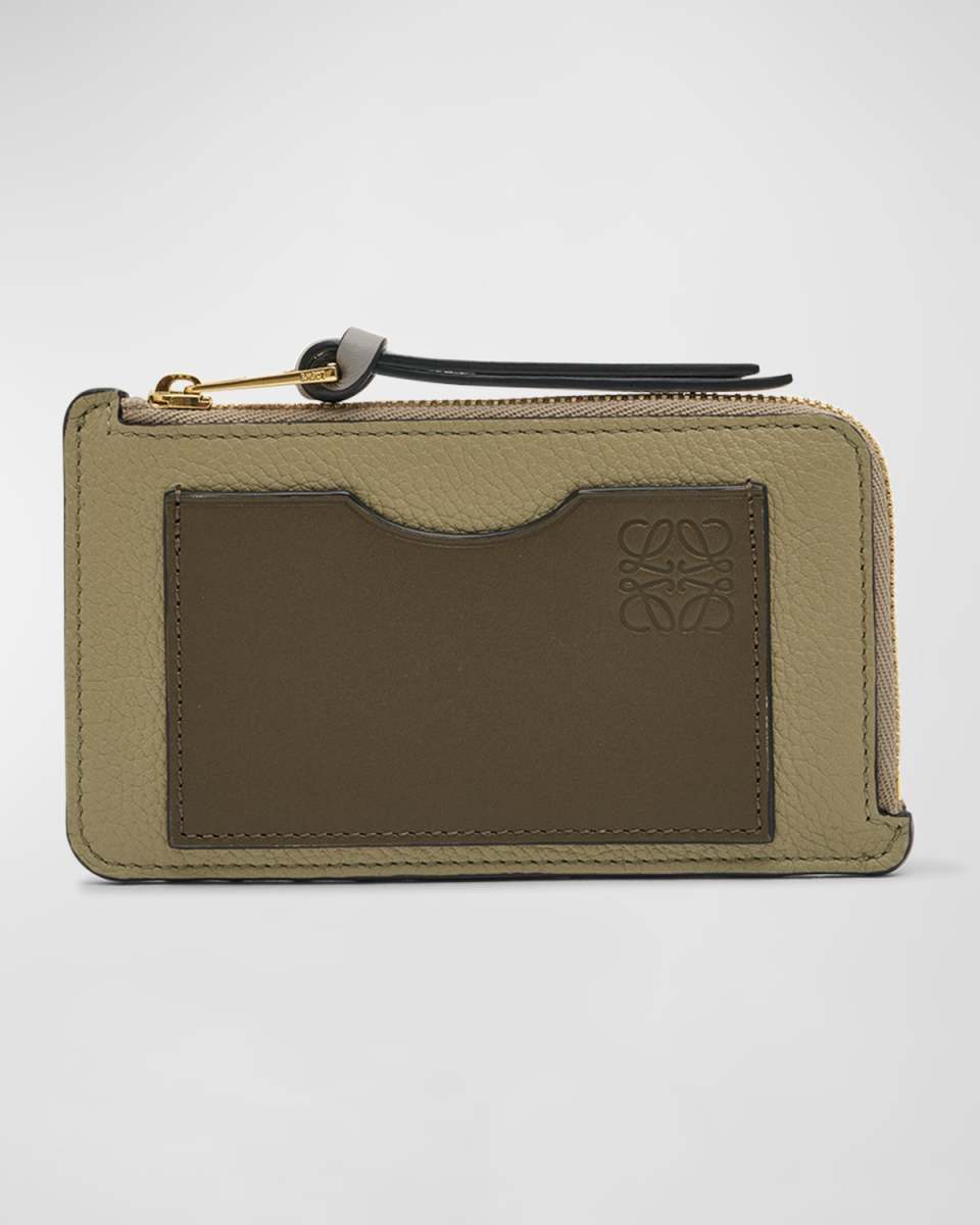 Zip Card Case in Grained Leather