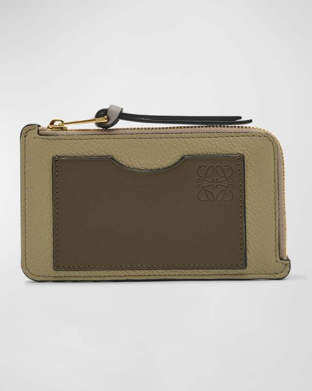 Zip Card Case in Grained Leather