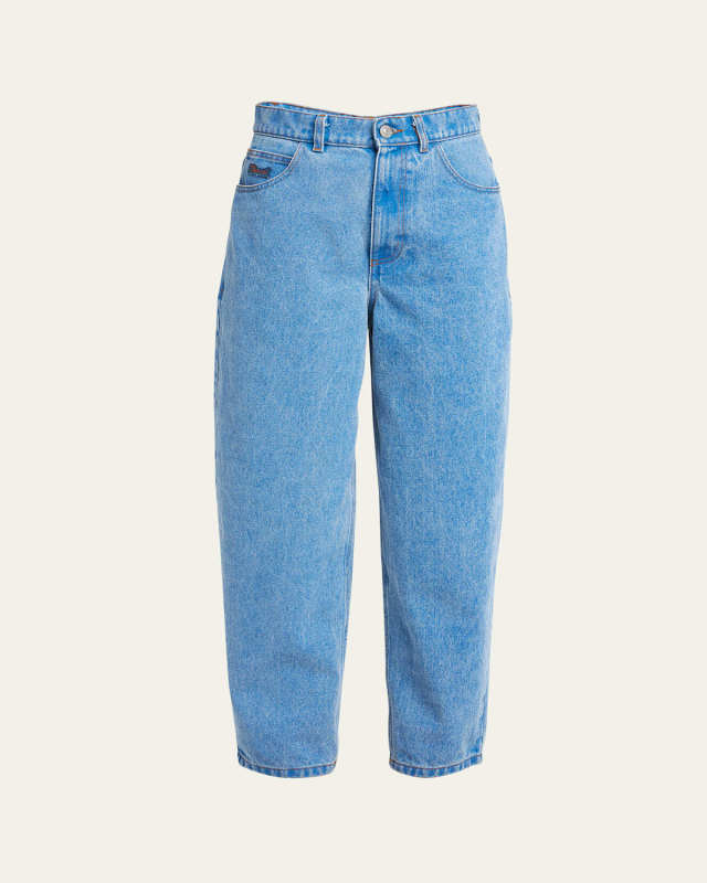 Low Slung Curved-Leg Ankle Denim Carrot Trousers