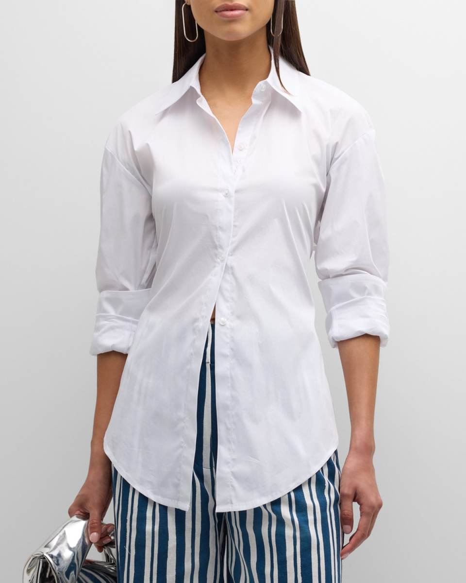 Loch Stretch Cotton Poplin Button-Front Shirt