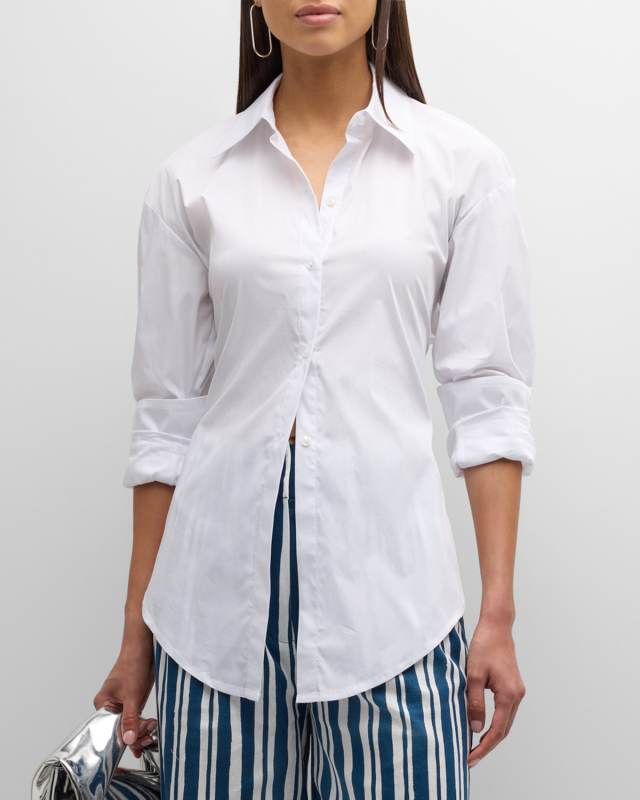 Loch Stretch Cotton Poplin Button-Front Shirt