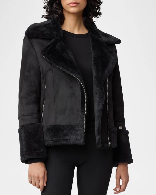 Phoebe Faux-Sherpa Biker Jacket