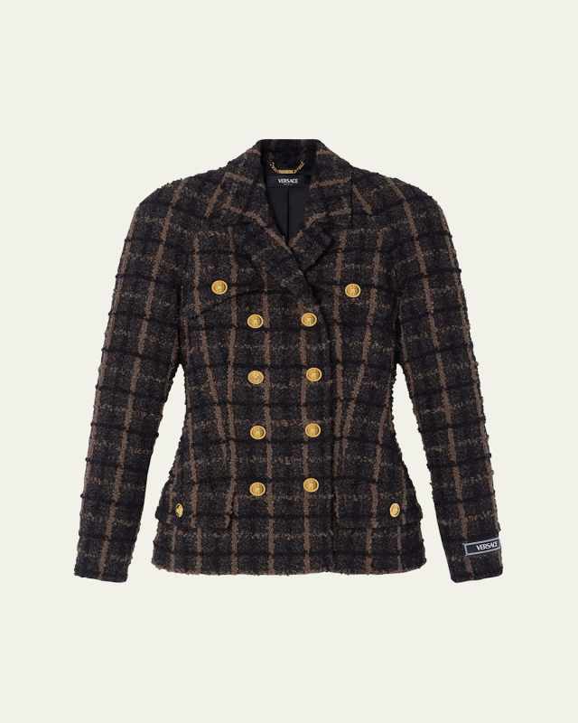 Melange Wool Tweed Blazer Jacket