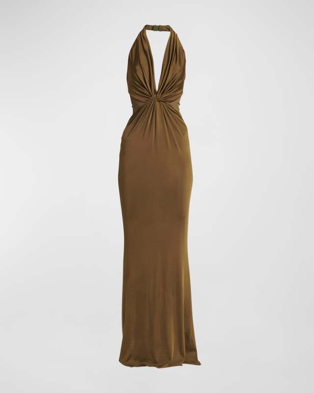 Ruched Detail Halter Gown
