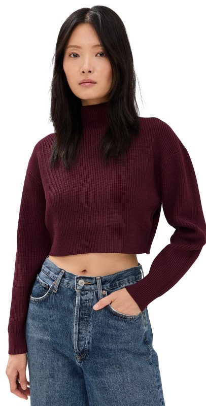 SER. O.YA Carmen Mid Cropped Sweater Merlot