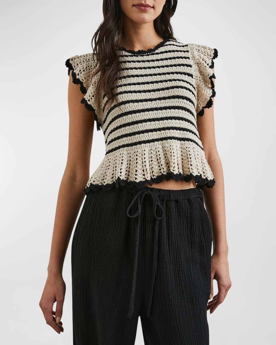 Coen Striped Crochet-Knit Blous